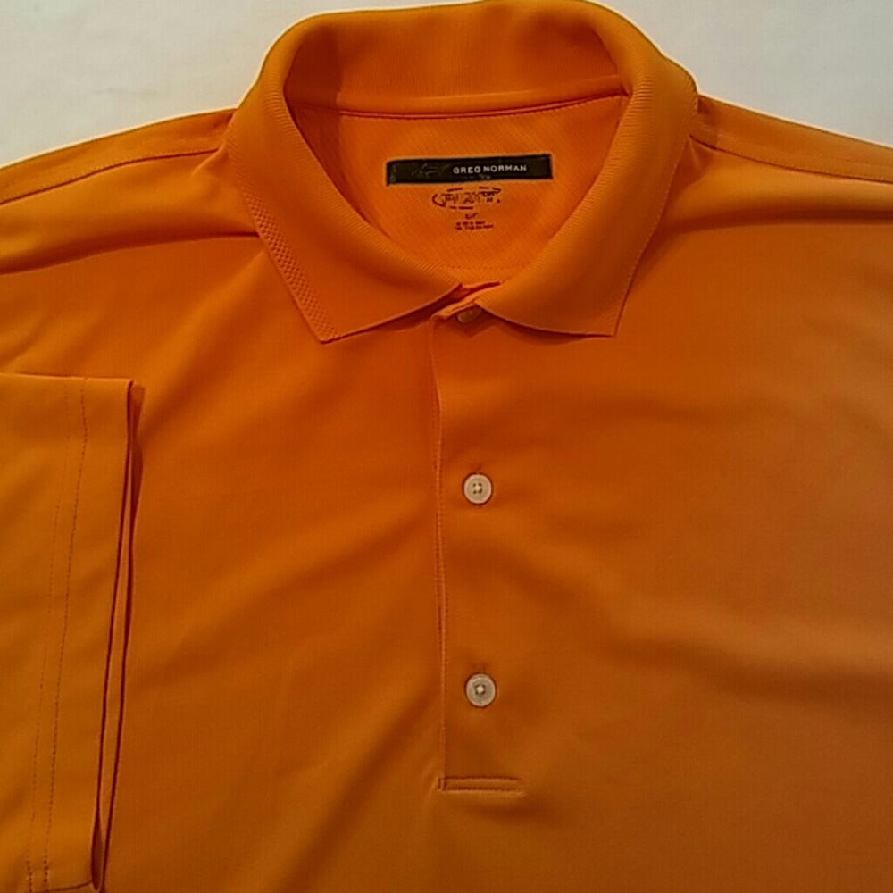 Greg Norman Play Dry Mens L Orange Polo Golf Shirt